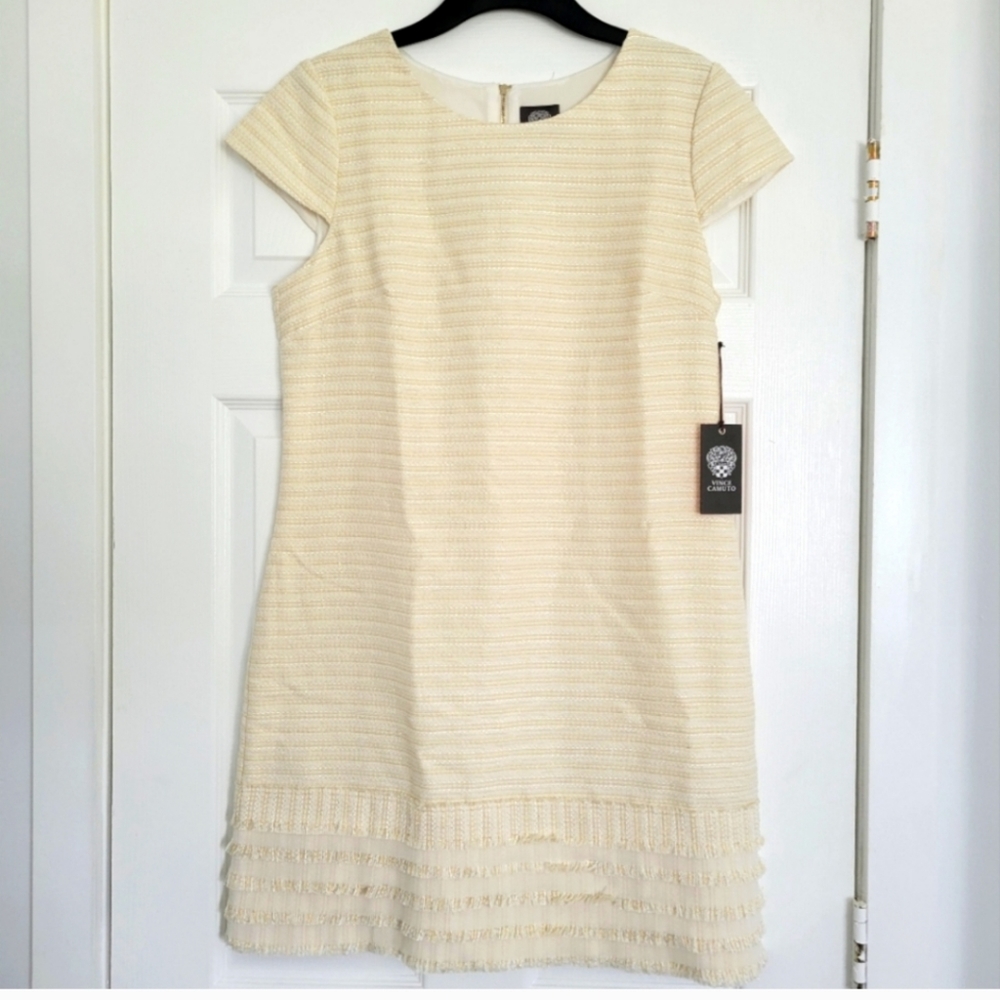 🤍 Vince Camuto Tweed Ivory Dress Sizes 10 & 12 NWT - Picture 2 of 8